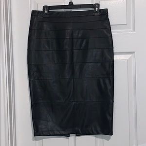 Black pleather midi skirt